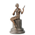 Female Collection Bronze Sculpture Hand-Made Mirror Girl Brass Statue TPE-703